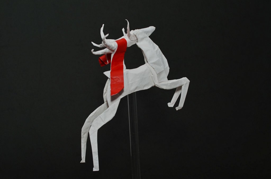 White Deer With Red Scarf